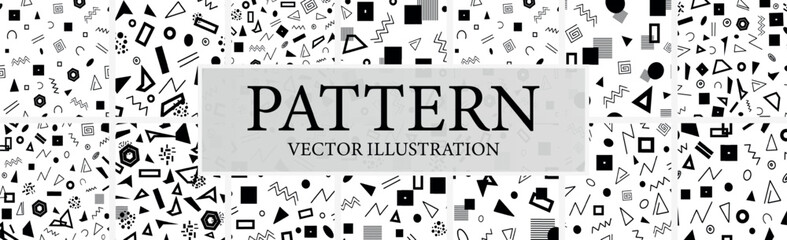 Assembly of seamless patterns, abstract shapes - Vector illustration