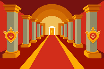 A Truly Regal Baroque Palace Hallway Featuring Gilded Ornate And Golden Decoration