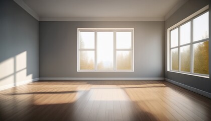 empty minimal room with windows and natural light surface
