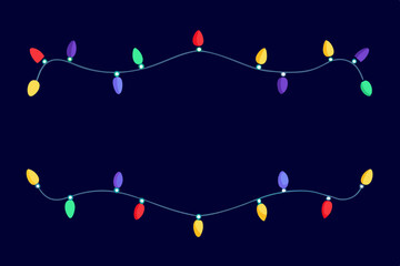 Christmas Lights Border Cartoon Animation Background Vector illustration