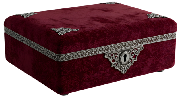 Burgundy Velvet Jewelry Box: Elegant Antique-Style Treasure Chest