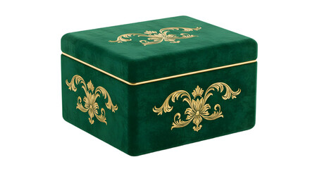 Emerald Green Velvet Box with Gold Accents: Elegant Gift or Storage Solution