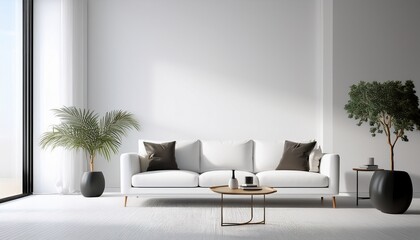 white living room in modern design minimal clear space