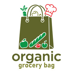 Minimalist organic grocery bag silhouette