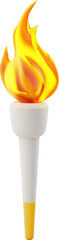 Bright Yellow Flame Torch Illustration, White & Yellow Handle