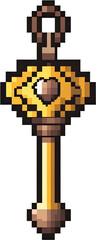 Pixel Art Golden Heart Key Charm