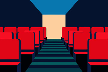 Empty Movie Theater Cartoon Animation Background Vector illustration