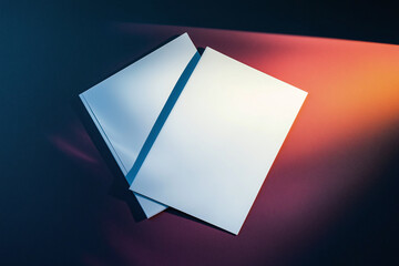 Centered overlapping sheets create a dynamic visual contrast in white