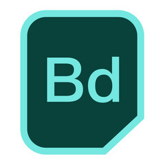 Illustration of a teal rounded square with the letters bd in a light teal color centered inside it