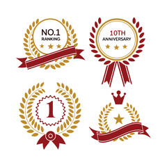 Gold Laurel Wreath Award Badges No.1 Ranking, 10th Anniversary, and More