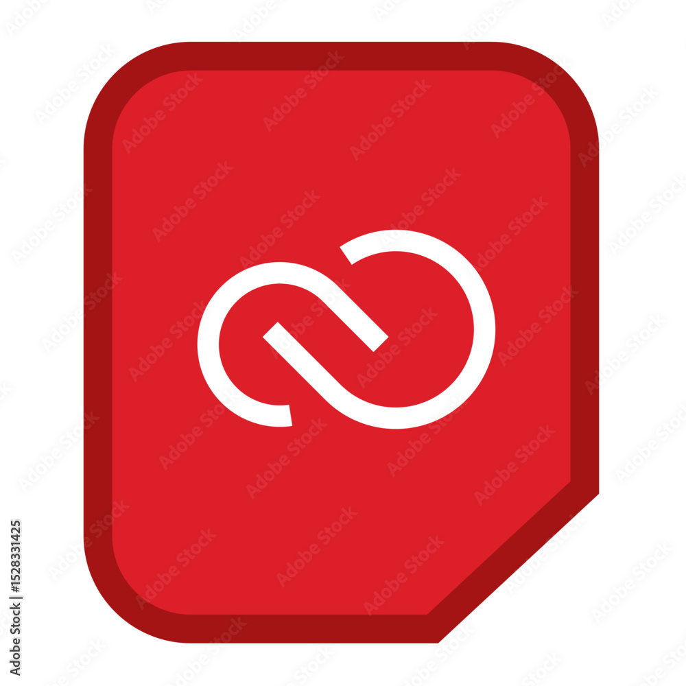 Poster red rounded square with a white infinity symbol representing a creative cloud application icon look 