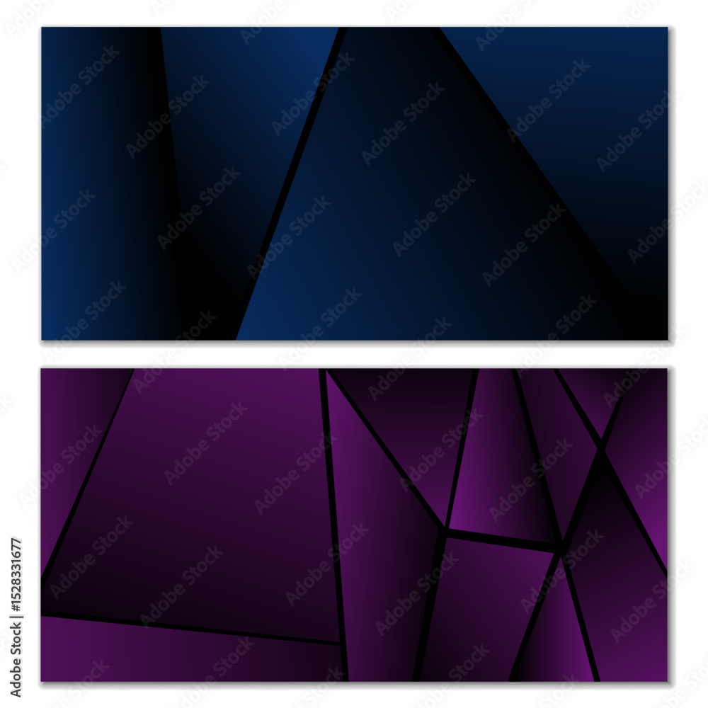 Poster abstract polygonal pattern. set of two dark gradient polygonal backgrounds. background design, cover