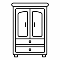 Modern Wardrobe Outline Vector Icon on White Background