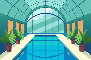 Fototapeta premium Elegant Swimming Pool Cartoon Animation Background Vector illustration