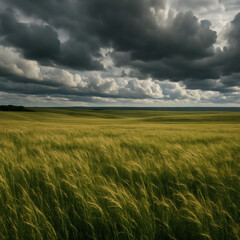 Open Fields Under a Dramatic Sky