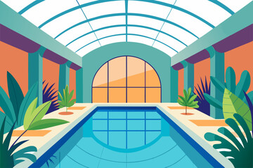 Fototapeta premium Luxury Hotel Pool Cartoon Animation Background Vector illustration