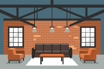 Loft Apartment Cartoon Animation Background Vector illustration © Dalia