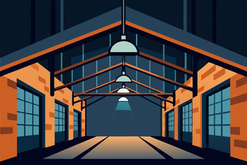 Modern Industrial Loft Cartoon Animation Background Vector illustration © Dalia