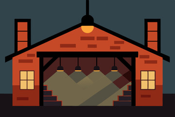 Industrial Loft Interior Cartoon Animation Background Vector illustration © Dalia