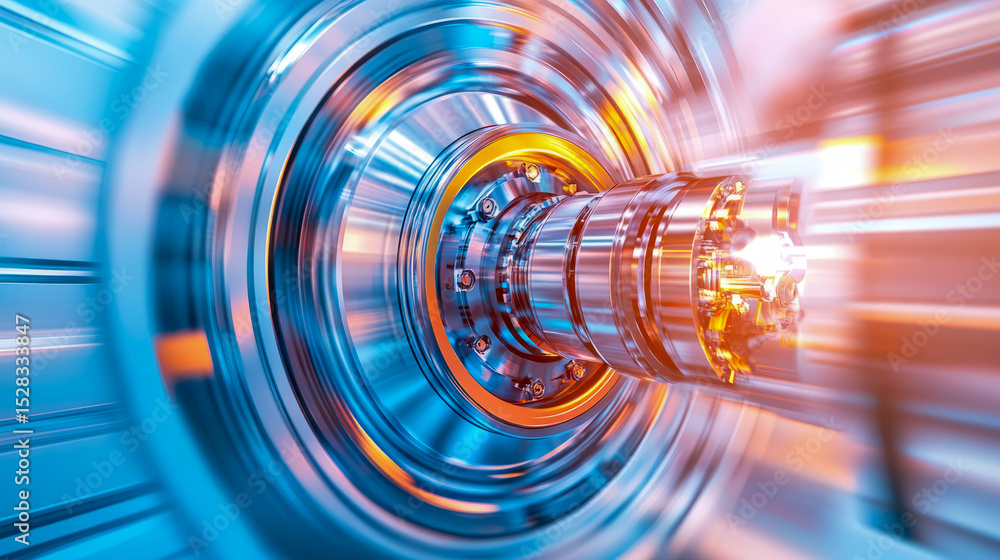 Aufkleber high-tech engine component in motion blur, futuristic technological background
