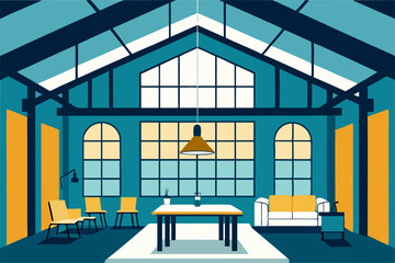 Stylish Loft Apartment Cartoon Animation Background Vector illustration © Dalia