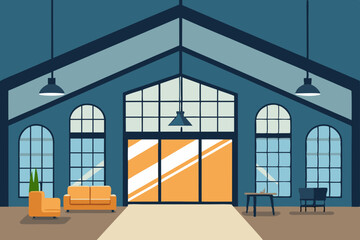 Modern Loft Space Cartoon Animation Background Vector illustration © Dalia