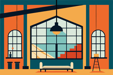 Urban Loft Interior Cartoon Animation Background Vector illustration © Dalia