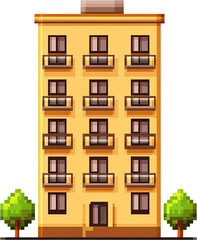 Naklejka premium Pixelated illustration of a multi-story building.