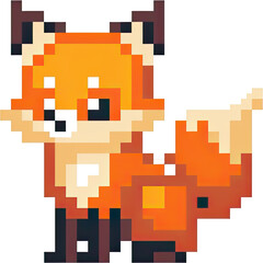 Pixelated image of a small, cute fox.