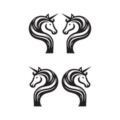 Twin Unicorn Logo Design – Elegant Mirrored and Paired Unicorn Heads for Premium or Fantasy Branding