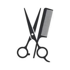 Minimalist Vector Illustration of Scissors and Comb for Hairdressing Barbershop Beauty Salon or Hair Styling Services and Products Promotion