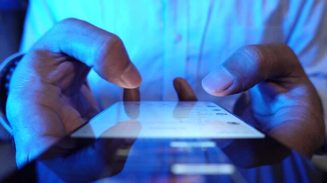 browse social network and typing the comments column as a netizen.  write send message on smart phone close-up.