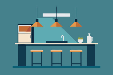 Fototapeta premium Sleek Kitchen Interior Cartoon Animation Background Vector illustration