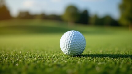 Fototapeta premium Golf ball on green golf course at