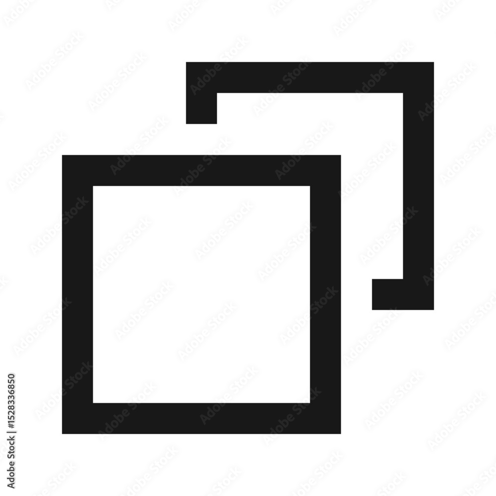 Poster two overlapping squares with thick black outlines create a simple geometric composition artfully arr