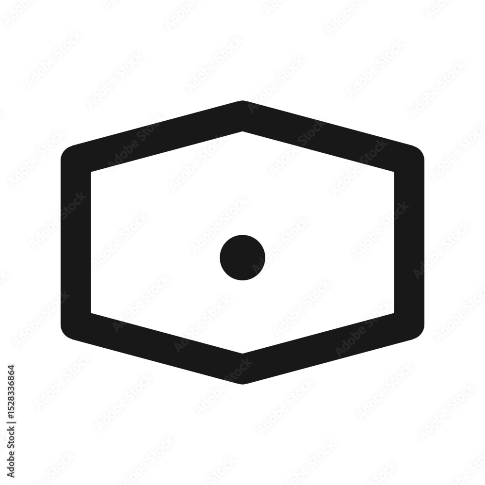 Poster a simple geometric shape featuring a hexagon with a dot in the center on a white isolated background