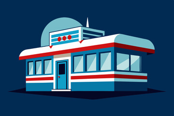 Chrome Diner Interior Cartoon Animation Background Vector illustration