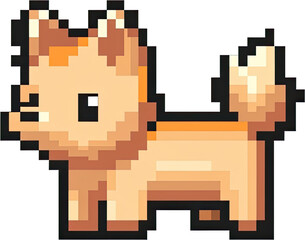 Pixelated light orange colored canine figure.