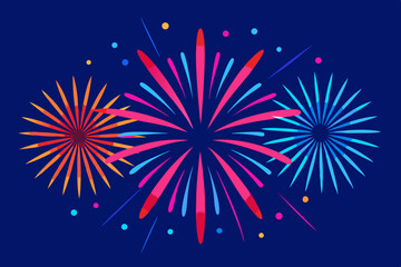 Bright Fireworks Display Cartoon Animation Vector illustration