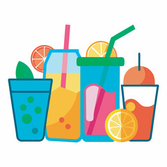 Colorful Summer Fruit Juice Drinks Vector