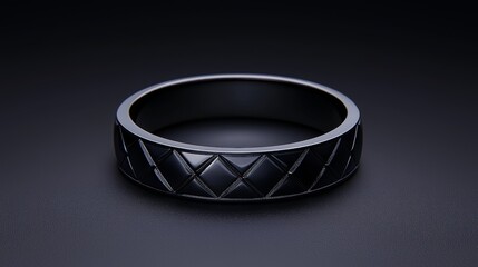 Geometric diamond ring, 14K black rhodium