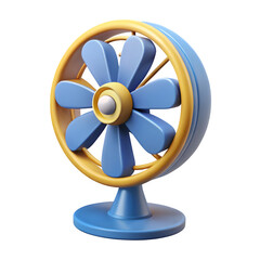 Cartoon desk fan 3d render isolated on transparent background
