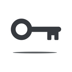 Isolated Dark Gray Key with Shadow on a White Background Symbolizing Security Access and Solutions for Various Applications and Designs with Copy Space