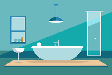 Black Silhouette Modern Bathroom Cartoon Animation Background Vector illustration