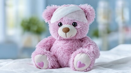 Adorable Teddy Bear Needs Gentle Medical Care Sweet Plush Toy Recovering From An Injury