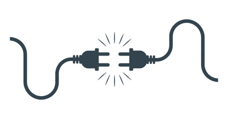 Disconnected Electrical Plugs with Sparks Illustration on White Background for Creative Projects and Designs for Connection Issues and Solutions