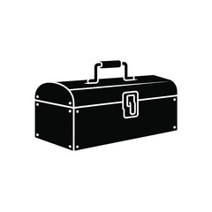 Vintage Tool Chest Icon Black and White Silhouette Illustration