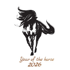 Horse Year 2026 New Year's Card Template. Year of the horse