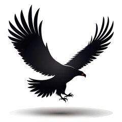 Flying Eagle Full Body PNG Silhouette Isolated on Transparent Background