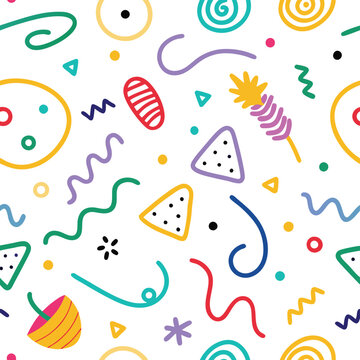 Abstract colorful pattern with various shapes and lines (1)